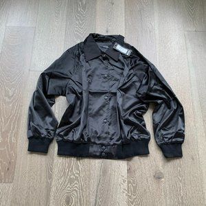 Nasty Gal You Gotta Let Disco Satin oversized bomber jacket